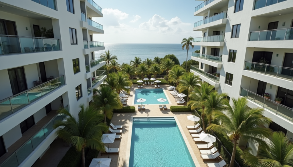 South Florida condominium in need of a reserve study. Balconies overlooking a pool deck